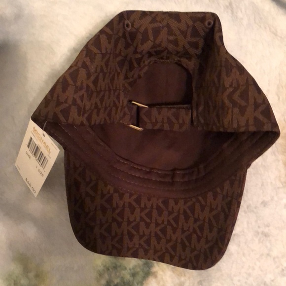 Michael Kors Brown 100% Cotton MK Monogram Adjustable Baseball Cap OS NWT - Picture 10 of 15